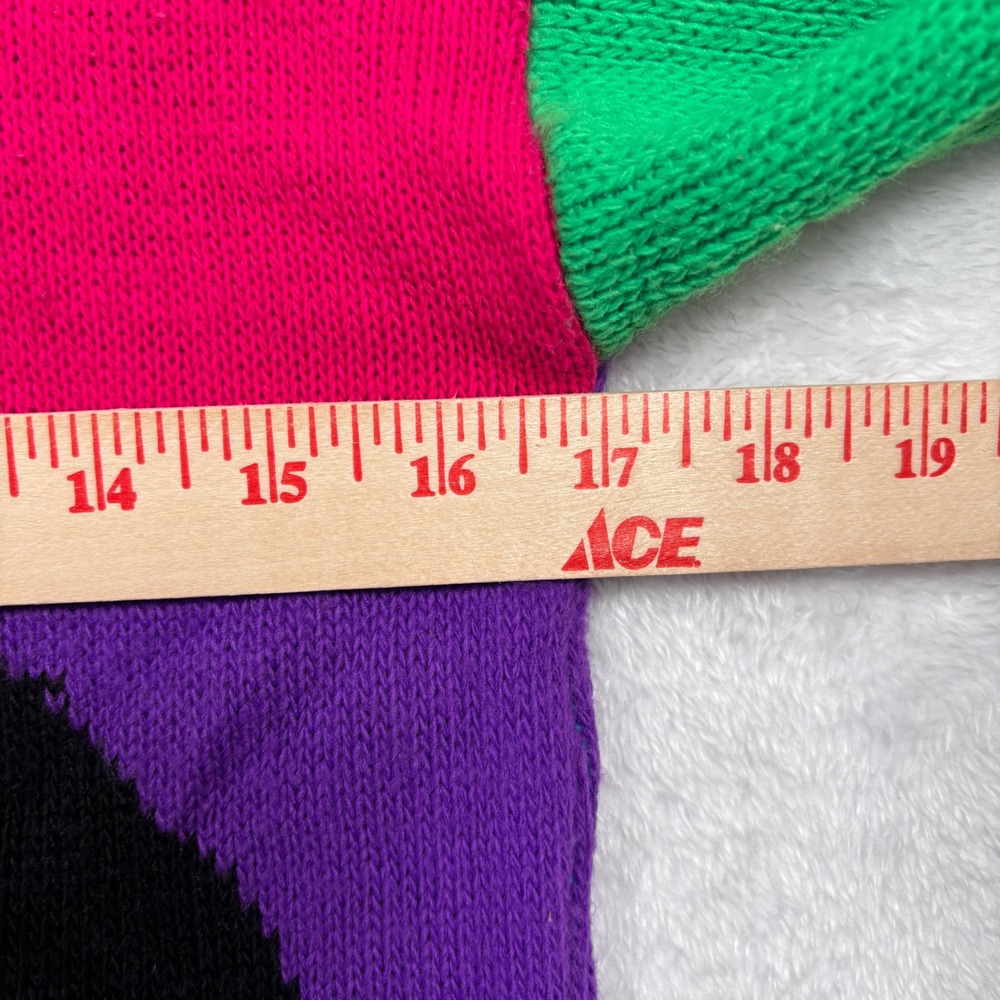 VTG 80s 90s Honors Patchwork Panda Sweater Women XS Colorblock Kidcore USA RARE - Picture 7 of 9